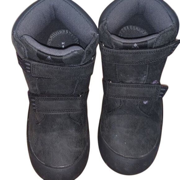 Mishansha Kids Black Winter Boots Size 36 With Velcro Straps - Picture 1 of 11